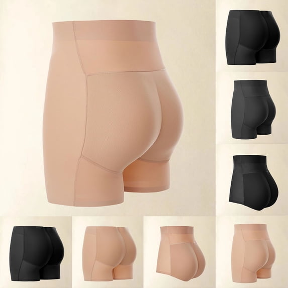 Siminsem High Waist Hip Lifting Pants with Removable Hip Pads Tummy Control Shapewear Underwear Breathable Nylon Spandex Elastic Waistband Body Sculpting, Khaki,L