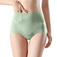 thumbnail image 1 of Siminsem High Waisted Seamless Underwear for Women Tummy Control No Show Panties Yoga Breathable Stretchy Thin Cotton Liner, Green,XXL, 1 of 3