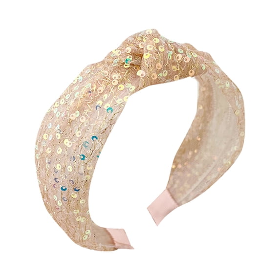 Siminsem Knot Glitter Headband Soft Elastic Headband for Women and Girls Under $8 Sparkly Sequined Knotted Hair Hoop Bar for Stage Singing Dance Party Performance Costume Accessories