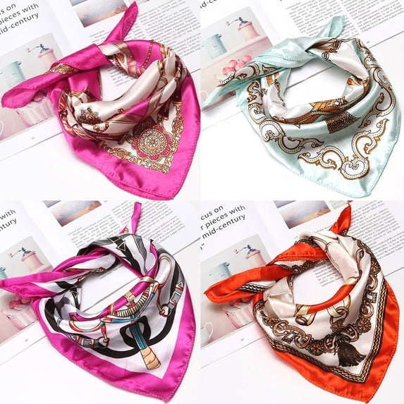 Siminsem Lightweight Satin Silk Scarf for Women Fashion Multi-Purpose Bandana Gift Set Square Hair Head Wrap Neckerchief Soft Floral Headband for Travel, multicolor1, One Size