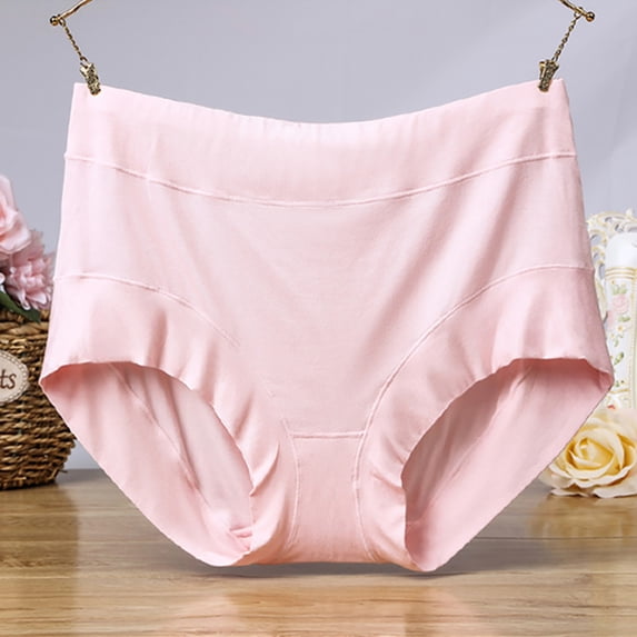 Siminsem Loose Fit High Waist Cotton Underwear for Women Plus Size Full Coverage Panties Soft Breathable Briefs High Resilience Stretch Stay Put Waistband Multipack S-5XL, Pink,XL