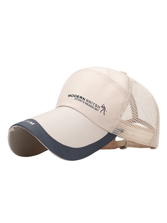 Men Hollow Breathable Baseball Cap Vintage Washed Cotton Mesh Back Cap Under $8 UPF 40+ Outdoor Sunscreen Hat with Pre-Curved Visor for Hiking Fishing Daily Casual Wear
