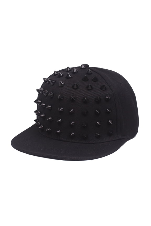 Men Women Punk Rock Studded Cap Under $10 Adjustable Hip Hop Baseball Hat with Flat Brim and Metal Pyramid Studs Unisex Streetwear Snapback for Rave Concert Daily Casual Gothic Rock Style
