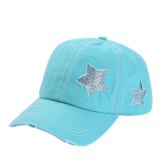 Siminsem Men and Women Star Baseball Hat Fashion Outdoor Adult Sunscreen Peaked Cap Under $8 Lightweight Cotton Twill Hat with Embroidered Star Pattern Adjustable Snapback for Daily Travel Sport