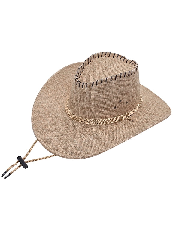Men's Classic Western Hat Brown Cowboy Hat with Genuine Leather Band and Metal Embellishments Under $10 Durable Felt Wool Blend for Outdoor Ranch Work Casual Daily Wear Adjustable Fit