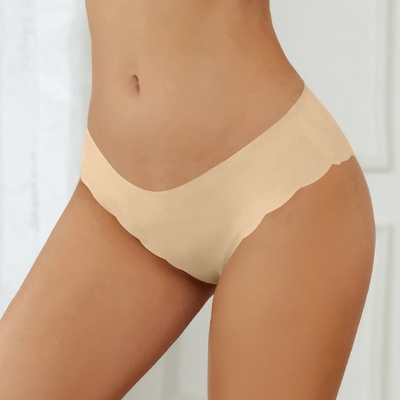 Siminsem Nylon Ice Silk Briefs for Women High Rise Panties Cooling No Show Seamless Scalloped Waist Laser Cut Daily Underwear 3 Pack, Light Yellow,XL