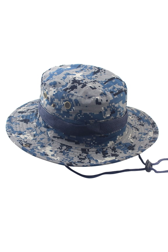 Outdoor Hiking Fishing Hat Under $10 Casual Jungle Round Brimmed Fisherman's Hat for Men Women Lightweight Breathable Wide Brim Sun Cap with Adjustable Chin Strap