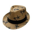 thumbnail image 1 of Siminsem Parent Child Matching Paper Straw Jazz Hat for Adult Women Men Under $8 Beach Wind Travel Sun Hat with Tree Printing Rollable Seaside Summer Cap for Family Vacation Outdoor Photo Prop, 1 of 3