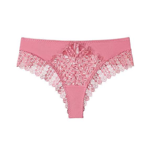 Siminsem No Show Thong Underwear for Women Seamless Lace Trim Breathable Panties Stretchy Low Rise T Back Ladies Soft Cotton Liner Everyday Comfort 4 Pack, Purple,XL