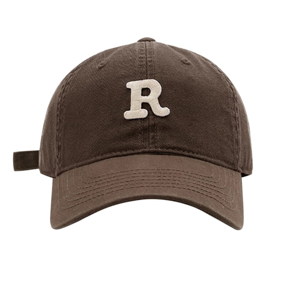 Siminsem Spring Summer Big Headed Soft Top R Letter Duck Tongue Baseball Hat Under $10 Lightweight Cotton Cap with Embroidered Initial Pre-Curved Visor Adjustable for Large Head Sizes Men Women