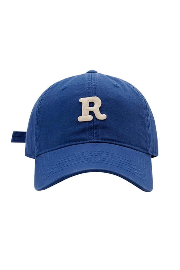 Spring Summer Big Headed Soft Top R Letter Duck Tongue Baseball Hat Under $10 Lightweight Cotton Cap with Embroidered Initial Pre-Curved Visor Adjustable for Large Head Sizes Men Women