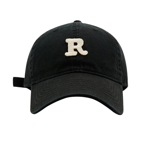 Siminsem Spring Summer Big Headed Soft Top R Letter Duck Tongue Baseball Hat Under $8 Lightweight Cotton Cap with Embroidered Initial Pre-Curved Visor Adjustable for Large Head Sizes Men Women