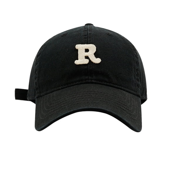 Siminsem Spring Summer Big Headed Soft Top R Letter Duck Tongue Baseball Hat Under $8 Lightweight Cotton Cap with Embroidered Initial Pre-Curved Visor Adjustable for Large Head Sizes Men Women