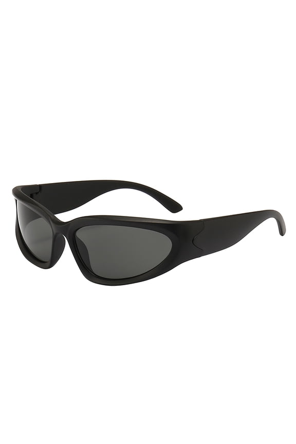 Trendy Edgy Sunglasses for Men Women, Streetwear Style Cool Shades, Futuristic UV Protection Sun Glasses for Daily Wear, Black, One Size