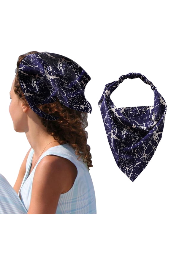 Triangle Hair Kerchief with Ties for Women, Floral Printed Chiffon Head Scarf, Lightweight Bohemian Bandana Headbands for Yoga Beach Party, I, One Size