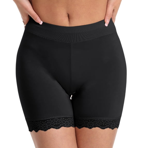 Siminsem Under Dress Anti Chafe Shorts for Women Lace Boyshorts Thigh Chafing Protection Seamless Breathable Soft Slip Shorts 1PC, Black,XL