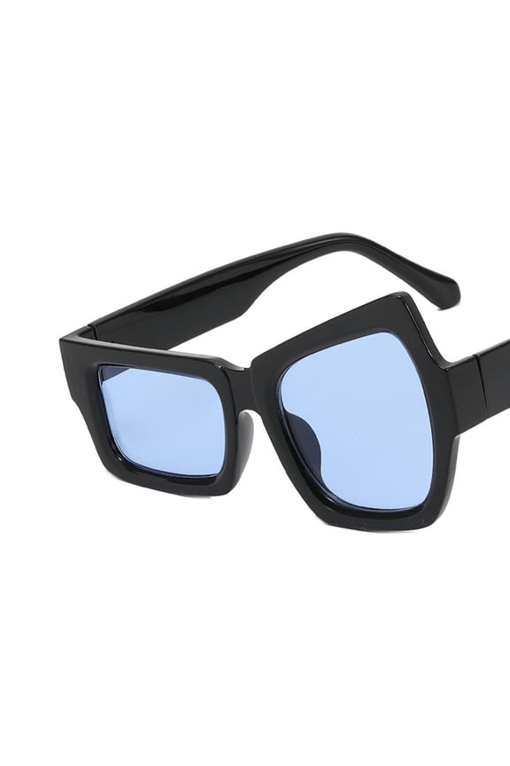 Unique Asymmetric Lens Sunglasses, Polarized Odd Shape Sun Glasses, Light Blocking UV Protection Eyewear for Men Women, Blue, One Size