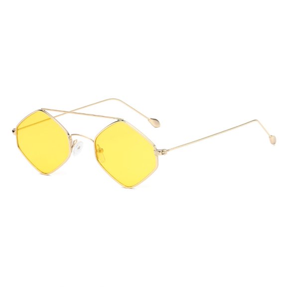 Siminsem Unique Diamond Shaped Sunglasses for Women, Stylish Geometric Frame Sun Glasses, UV Protection Trendy Shades for Outfits, Yellow, One Size
