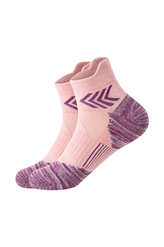Unisex Athletic Cushioned Socks for Men and Women, Loop Padded Bottom Basketball Crew Socks, Breathable Moisture Wicking Sports Socks with Arch Support for Training Running, Pink, One Size