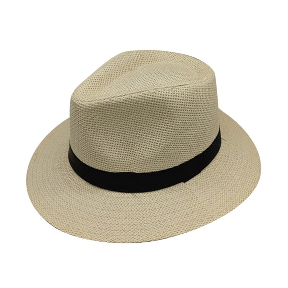 Siminsem Unisex Fashion Color British Sun Hat Under $8 Wide Brim Straw Jazz Hat for Adults UPF 40+ Breathable Paper Straw Hat with Adjustable Inner Band Summer Beach Garden Party Cap