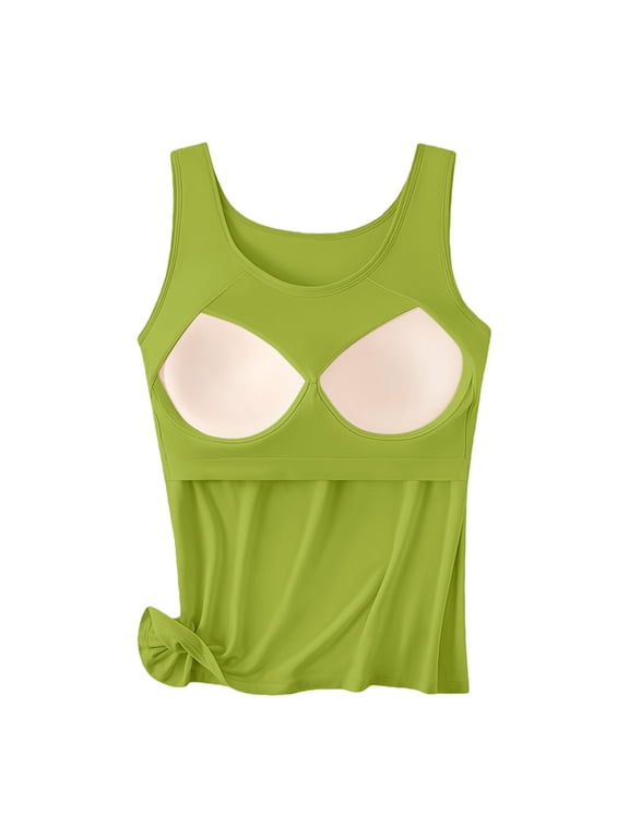 V Neck Bodysuit with Built in Bra for Women Sleeveless Deep V Body Suit Tummy Control Shapewear Seamless Adjustable Spaghetti Strap Daily Wear Top, Green,XXL