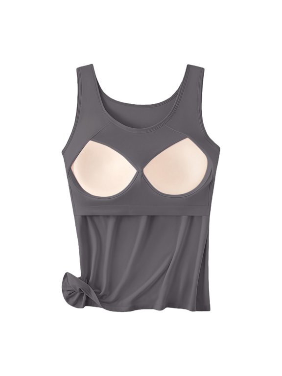 V Neck Bodysuit with Built in Bra for Women Sleeveless Deep V Body Suit Tummy Control Shapewear Seamless Adjustable Spaghetti Strap Going Out Top, Dark Gray,XL