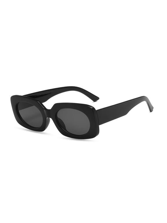 Vintage Big Frame Sunglasses for Women Men Under $8 UV4 Protection Oversized Square Sun Glasses with Two Tone Injection Frame and Metal Side Logo