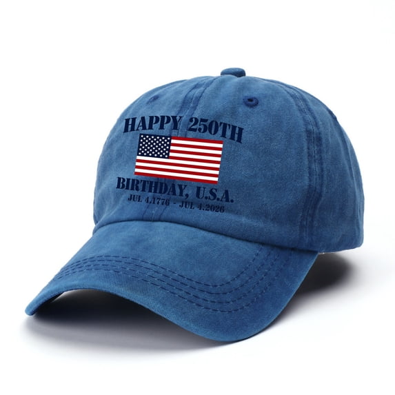 Siminsem Vintage Distressed Cotton Dad Hat American Flag Baseball Cap Adjustable for Men Women Patriotic USA Cap Retro Washed Unstructured 4th of July Outdoor Gift, Blue, A