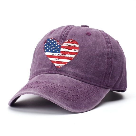 Siminsem Vintage Distressed Cotton Dad Hat American Flag Baseball Cap USA Adjustable 4th of July Patriotic Hat for Men Women Retro Washed Unstructured Summer Cap, Purple, A