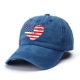 thumbnail image 1 of Siminsem Vintage Distressed Cotton Dad Hat American Flag Baseball Cap USA Adjustable 4th of July Patriotic Hat for Men Women Retro Washed Unstructured Summer Cap, Blue, A, 1 of 3
