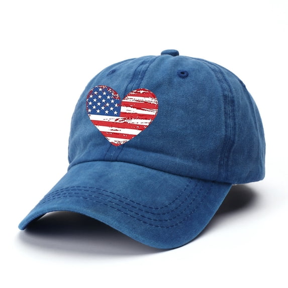 Siminsem Vintage Distressed Cotton Dad Hat American Flag Baseball Cap USA Adjustable 4th of July Patriotic Hat for Men Women Retro Washed Unstructured Summer Cap, Blue, A