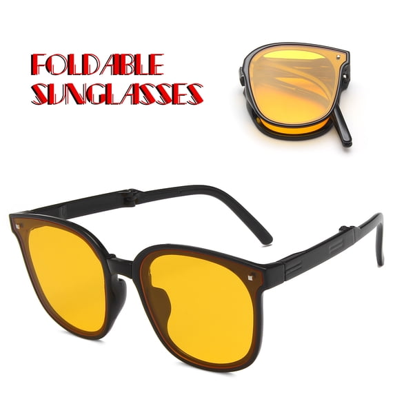 Siminsem Vintage Half Frame Polarized Sunglasses for Men Women, Retro Browline Shades with UV400 Protection, Lightweight Semi Rimless Sun Glasses Anti Glare Driving Outdoor, Yellow, One Size