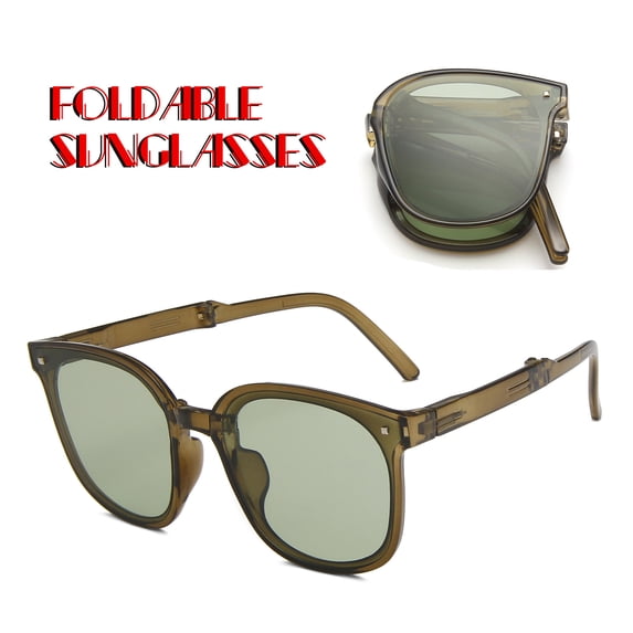 Siminsem Vintage Half Frame Polarized Sunglasses for Men Women, Retro Browline Shades with UV400 Protection, Lightweight Semi Rimless Sun Glasses Anti Glare Driving Outdoor, Green, One Size