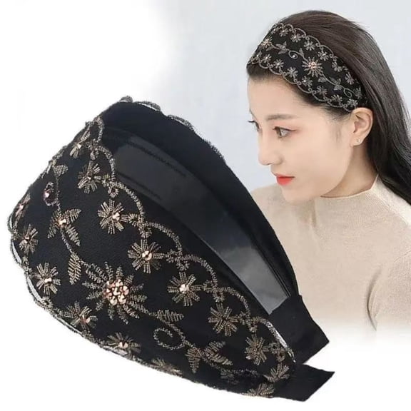Siminsem White Lace Headwrap for Women Stretchy Wide Headband Breathable Hollow Out Design Ouchless Non Toothed Adjustable Drawstring Hair Cover One Size Fits Most Daily Wear,Black,One Size
