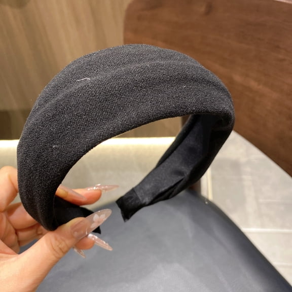 Siminsem Wide Brim Headband for Women French Style High Cranial Top Western Fashion Headwear Soft Cotton Non Slip Daily Wear Hair Accessories High End Vintage Retro Hair Hoop,Black,One Size