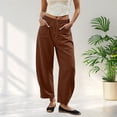 thumbnail image 1 of Siminsem Women Crinkle Linen Blend Palazzo Pants Loose Fit High Waisted Casual Pants with Pockets Breathable Drawstring Trousers Summer Beach Work Commute Pants 2026, Coffee, 3XL, 1 of 4
