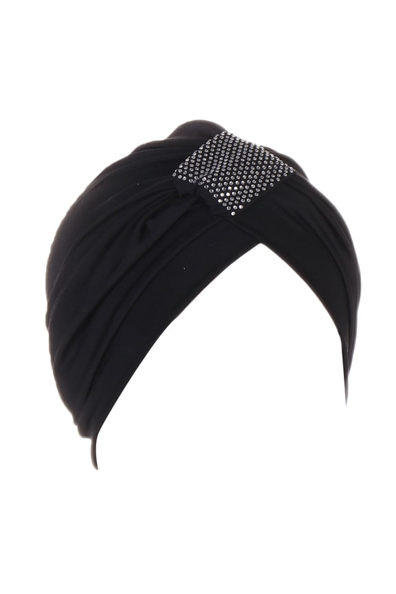 Women Knot Fashion Pleated Turban Cap Headwrap Sleep Hat Under $8 Ultra Soft Cotton Jersey Night Head Cover with Adjustable Front Tie Breathable Hair Wrap for Sleeping Spa Skincare Travel