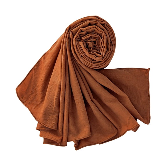 Siminsem Women Muslim Turban Scarf, Soft Instant Hijab Head Wrap Polyester Cotton Pashmina Rave Scarf for Ramadan, Layering Wrap for Travel & Gift, Orange, One Size