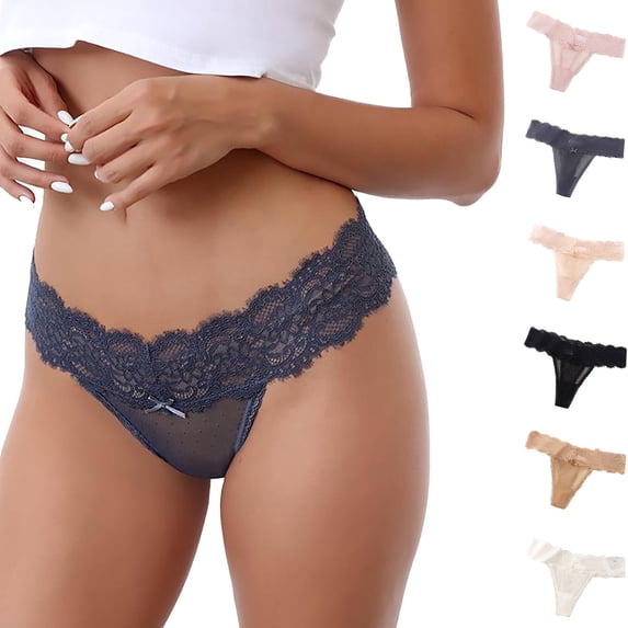 Siminsem Women No Show Lace Underwear Soft Breathable Stretchy Mid Rise Panties Cotton Crotch Ladies Solid Color Single Pack Daily Comfort Fit, Black,L