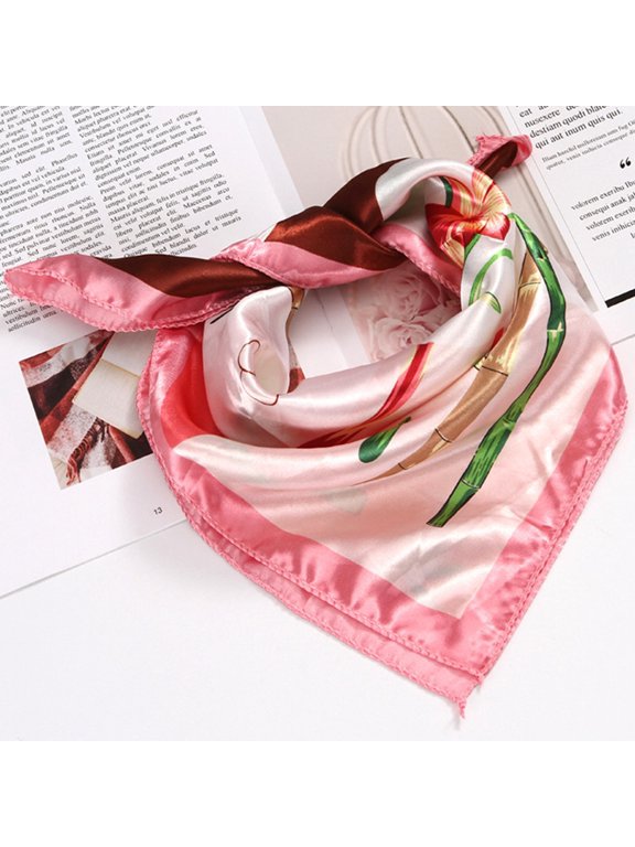 Women Silk Hair Scarf Multi Purpose Bandana Gift Set Rodeo Wild Rag Head Wrap for Sleeping Large Square Hair Ribbon Bandana Neck Scarf Cowgirl Outfit Accessories, Pink, 50X50