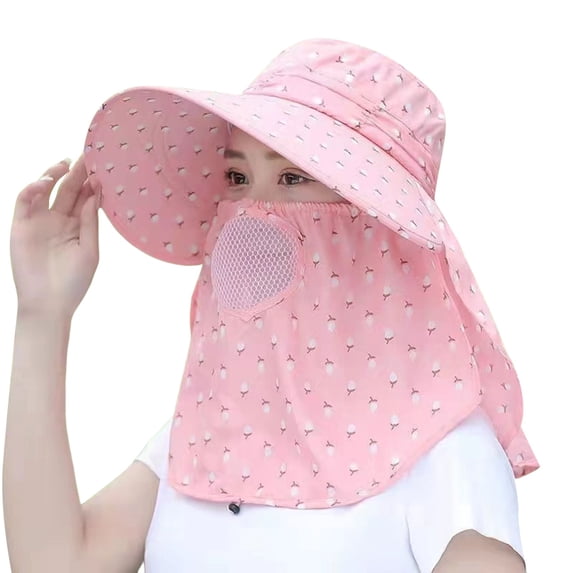 Siminsem Women Summer Sun Hat Adjustable Anti-UV Outdoor Riding Large Brim Sun Visor Protective Hat Under $8 Lightweight Breathable Wide Brim Cap for Beach Gardening Hiking Travel with Chin Strap