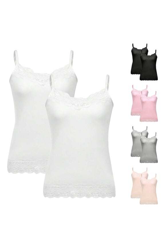 Women's 2 Pack Lace Bralette Wireless Square Neck Bra with Adjustable Straps Light Support Unlined Stretch Lace Everyday Comfort Top, White,L