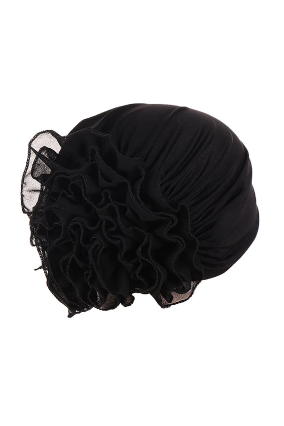 Women's Casual Background Floral Print Muslim Turban Cap Slouchy Headwear Under $8 Soft Stretchy Jersey Hijab Hat with All-Over Small Flowers for Daily Prayer Work Travel