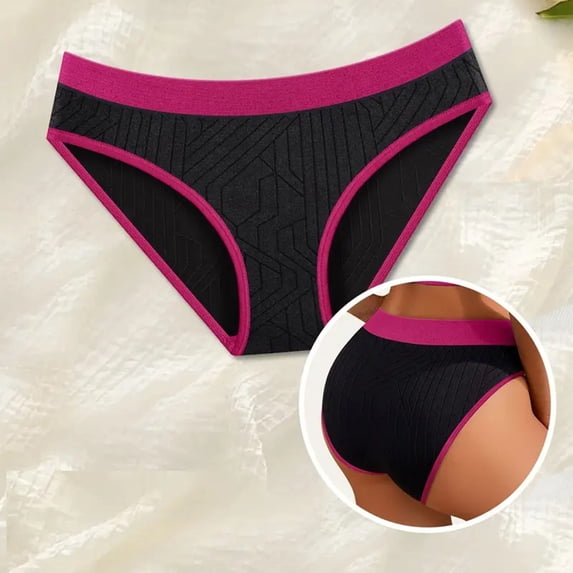 Siminsem Women's Cotton Briefs High Waisted Panties Full Coverage Soft Elastic Waist Cotton Crotch Breathable Ladies Underwear Daily 1PC, Hot Pink,S