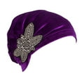 thumbnail image 1 of Siminsem Women's Elegant Soft Velvet Turban Beanie with Beaded Flower Hat Under $8 Comfortable Chemo Headwear for Cancer Hair Loss Ladies Adjustable Maternity Sleeping Cap, 1 of 4