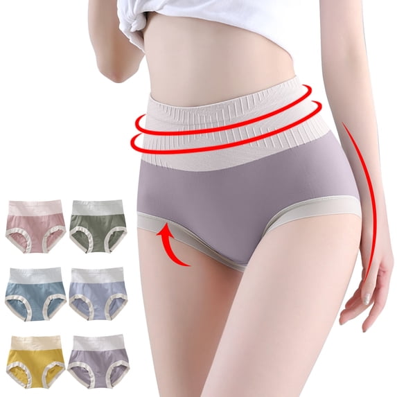 Siminsem Women's Graphene Cotton High Waist Tummy Control Underwear Seamless Body Shaper Panties Butt Lifter Shapewear Plus Size Briefs with Antibacterial Crotch Postpartum Slimming M-3XL, E,L