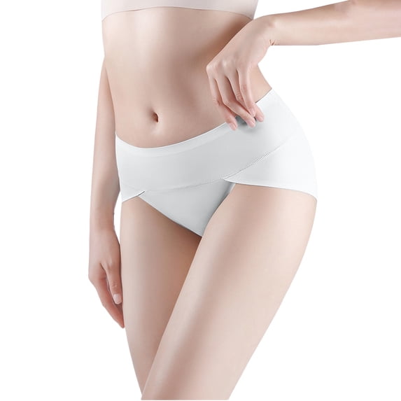 Siminsem Women’s High Leg Cotton Underwear Tagless High Waisted Full Coverage Briefs Ladies High Cut Panties Soft Breathable Underpants for Daily Wear Multipack, White,XL