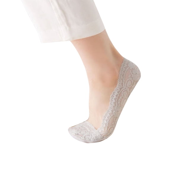 Siminsem Women's Lace Ankle Socks Under $5 Low Cut Cotton Blend Non Slip No Show Liner Socks for Loafers Flats High Heels