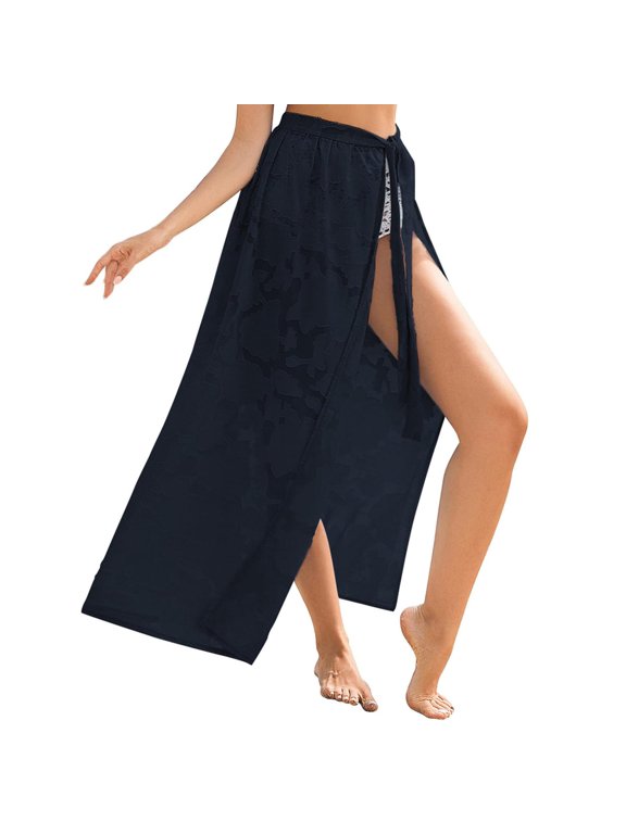 Women's Long Chiffon Sarong Swimsuit Coverup Under $10 Floral Tie Wrap Skirt for Beach Bathing Suit Pareo Adjustable Side Knot One Size