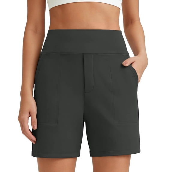 Siminsem Women's Quick Dry Lightweight Cargo Shorts with Pockets Elastic High Waisted Hiking Shorts for Women 7" Summer Outdoor Athletic Golf Travel Casual Loose Fit, Dark Gray,S